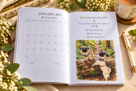 🌱 My 2027 Diary – Gentle Planning With Phil the Pug - Part of the Phil the Pug Wellbeing Collection 🌱