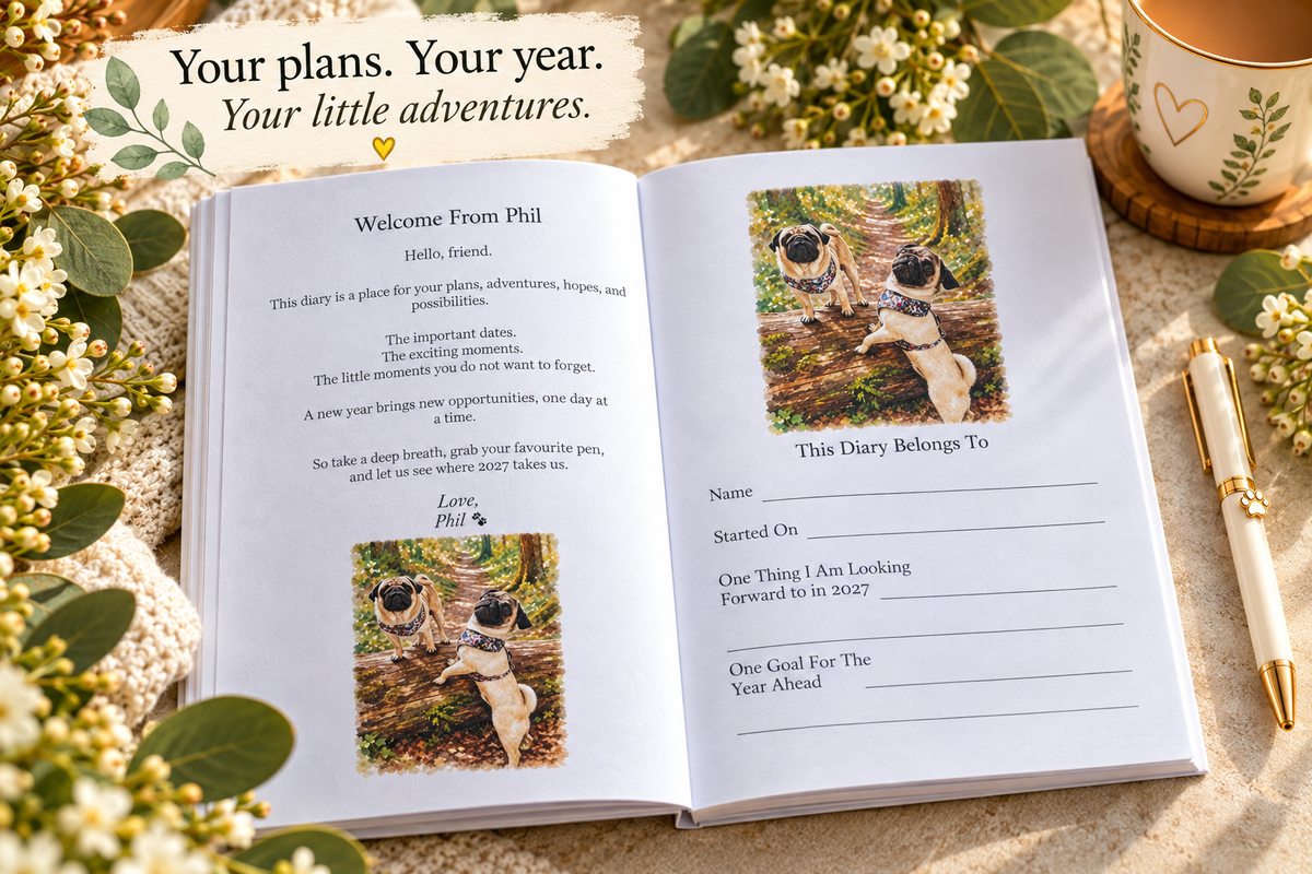 🌱 My 2027 Diary – Gentle Planning With Phil the Pug - Part of the Phil the Pug Wellbeing Collection 🌱