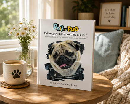 Phil-osophy: Life According to a Pug - A Picture Book of Pug Wisdom, Snacks, and Snuggles  By Phil the Pug & Kaz Rance (Signed Paperback Edition)