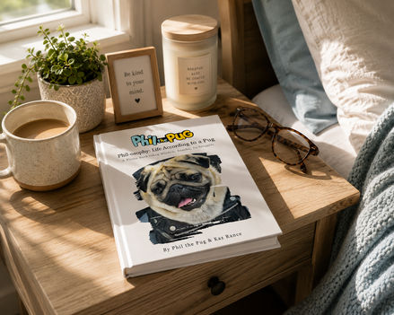 Phil-osophy: Life According to a Pug - A Picture Book of Pug Wisdom, Snacks, and Snuggles  By Phil the Pug & Kaz Rance (Signed Paperback Edition)