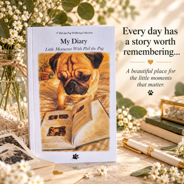 🌱 My Diary – Little Moments With Phil the Pug - Part of the Phil the Pug Wellbeing Collection 🌱