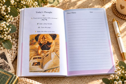 🌱 My Diary – Little Moments With Phil the Pug - Part of the Phil the Pug Wellbeing Collection 🌱