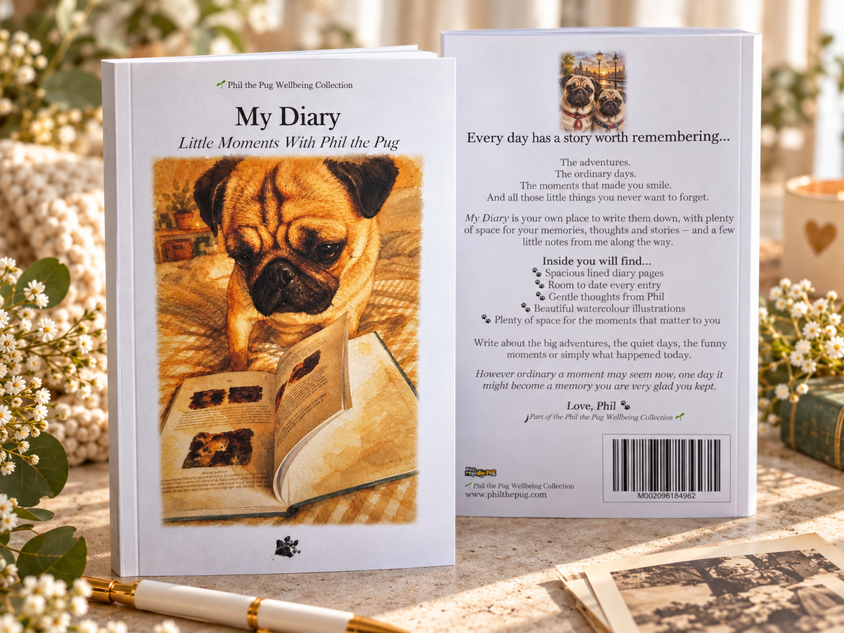 🌱 My Diary – Little Moments With Phil the Pug - Part of the Phil the Pug Wellbeing Collection 🌱