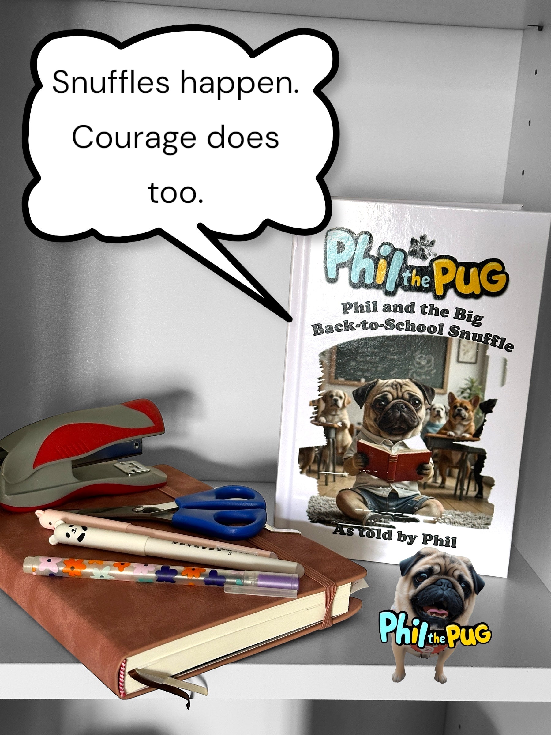 Phil the Pug - Phil and the Big Back-to-School Snuffle - Signed Edition - Children's Paperback Book