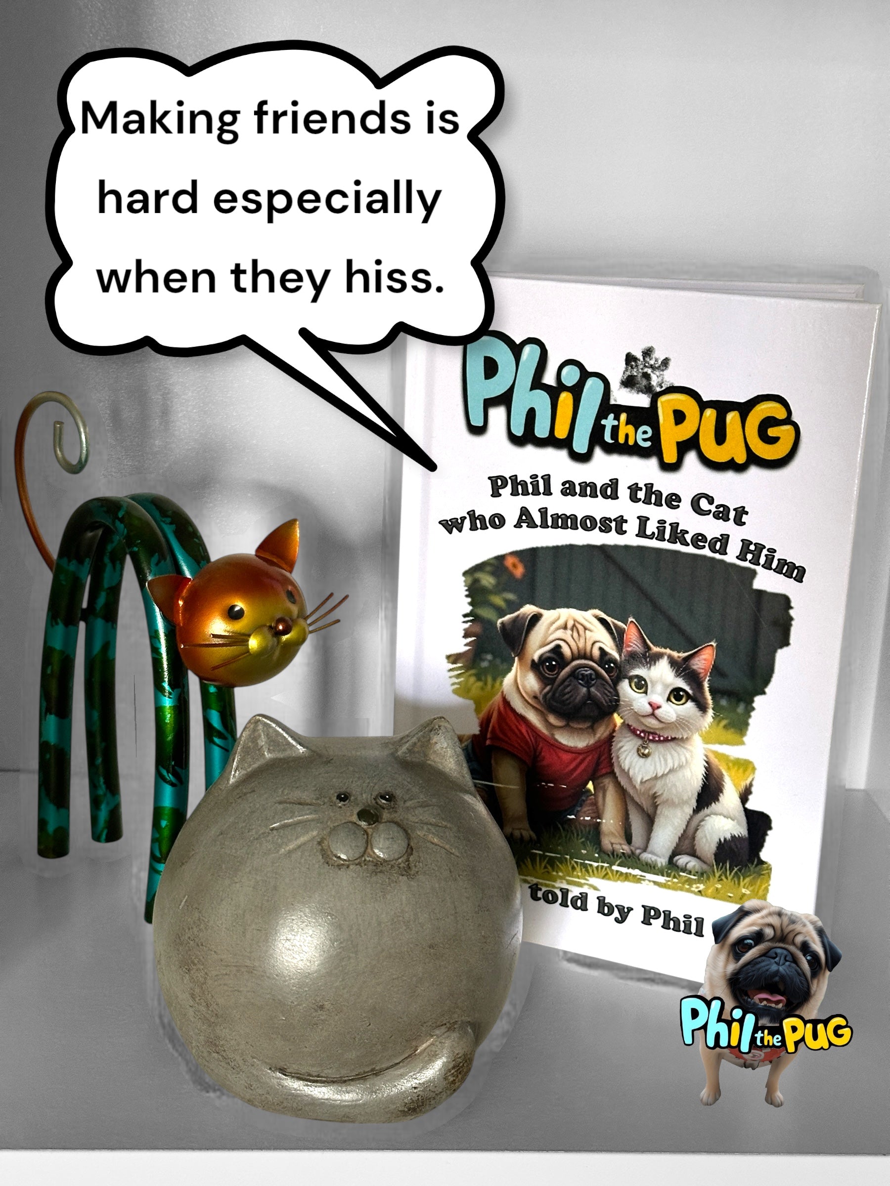 Phil the Pug - Phil and the Cat who Almost Liked Him - Signed Edition - Children's Paperback Book