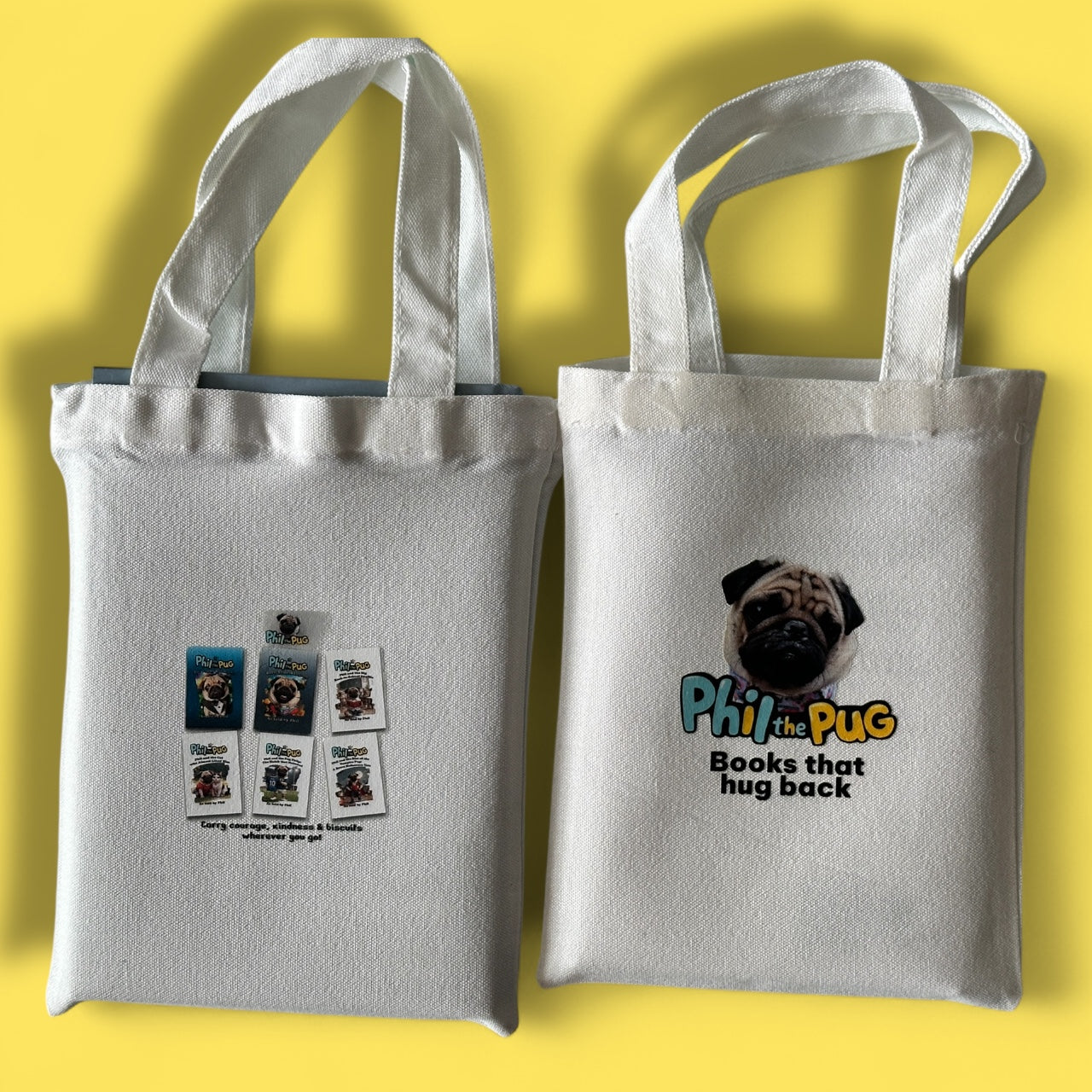 Phil's Little Hug Totes Book Bag - Small Canvas Tote