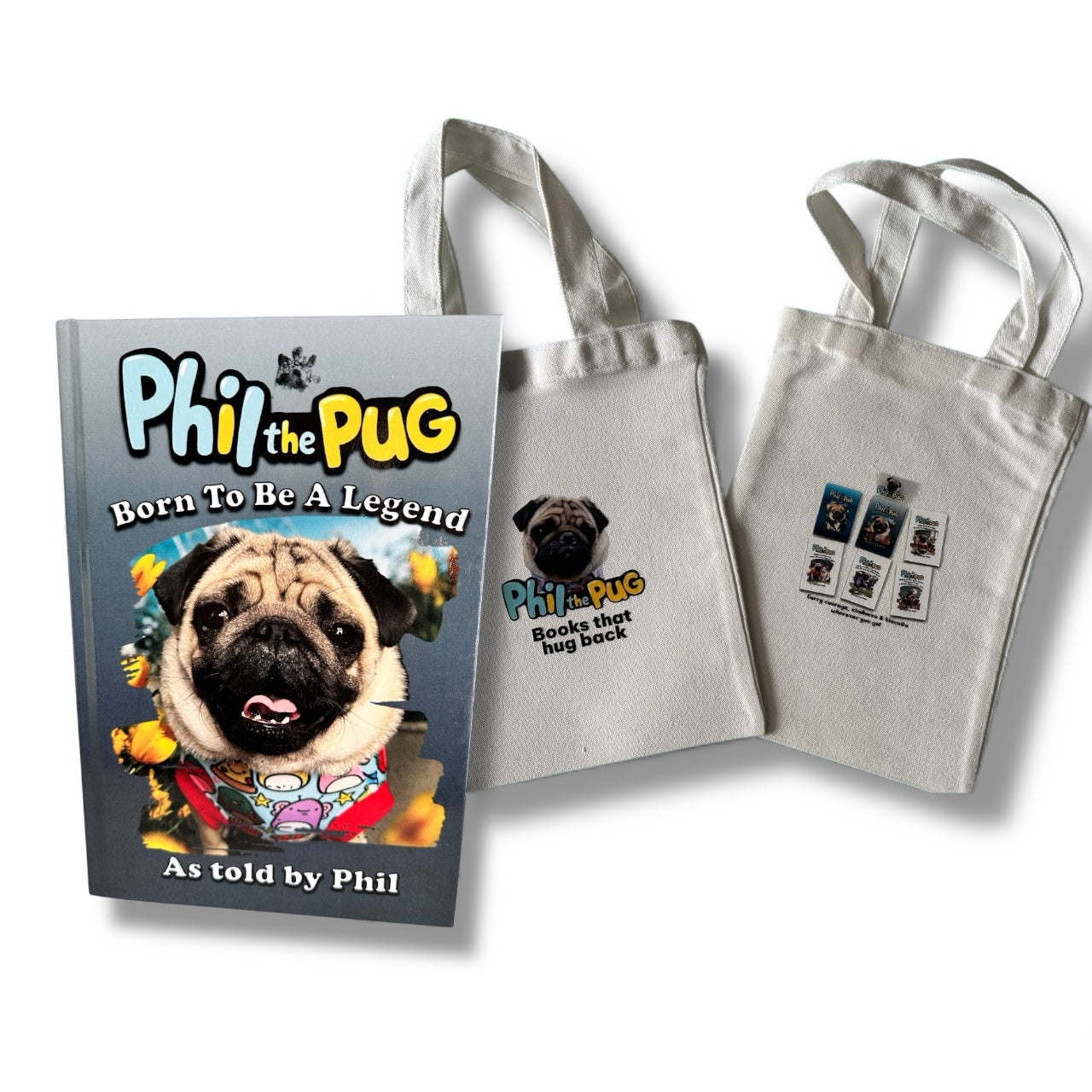 📖 Phil the Pug: Born to Be a Legend + Tote